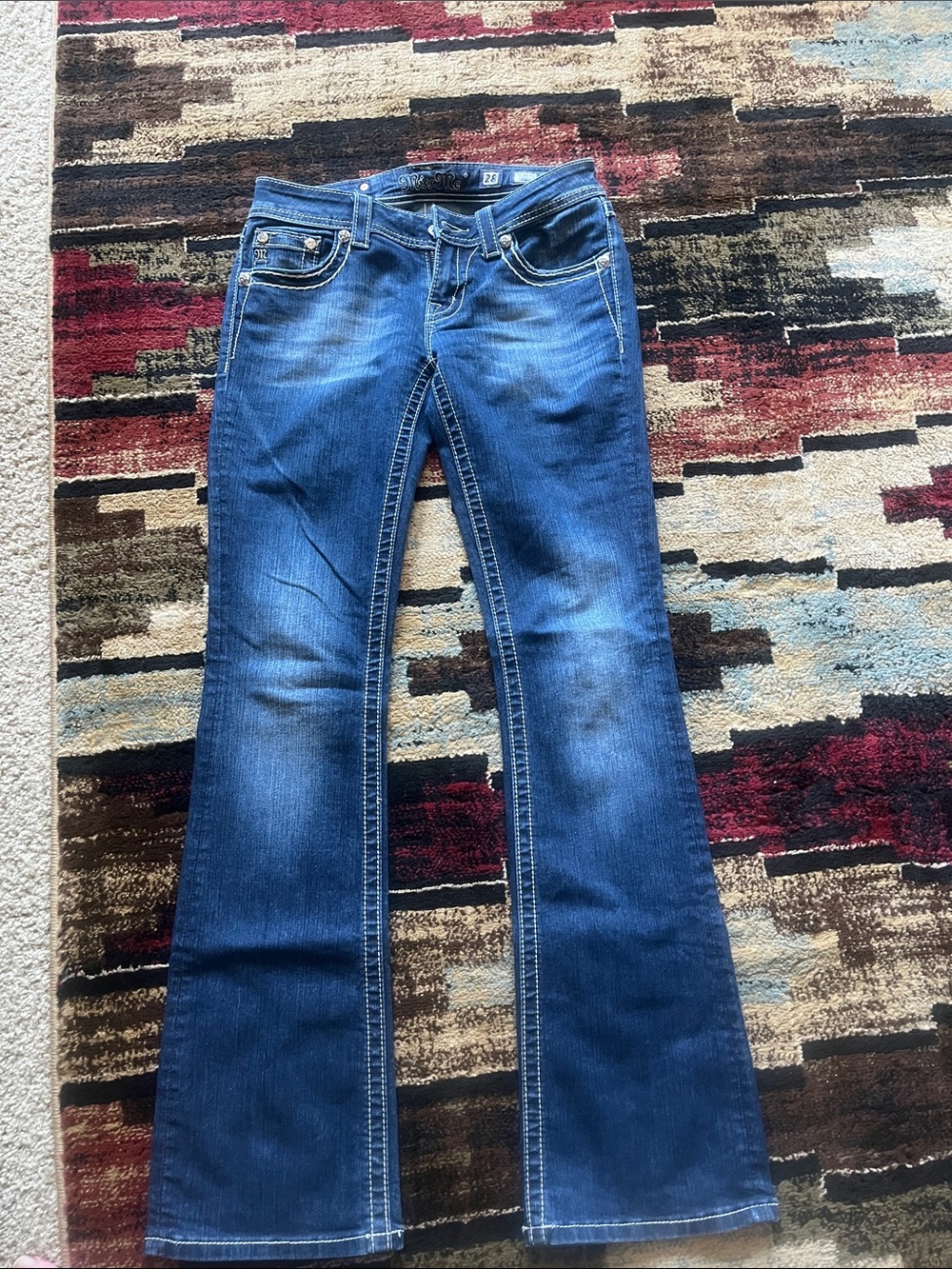 Miss Me Blue Boot Cut Jeans with Subtle Fading